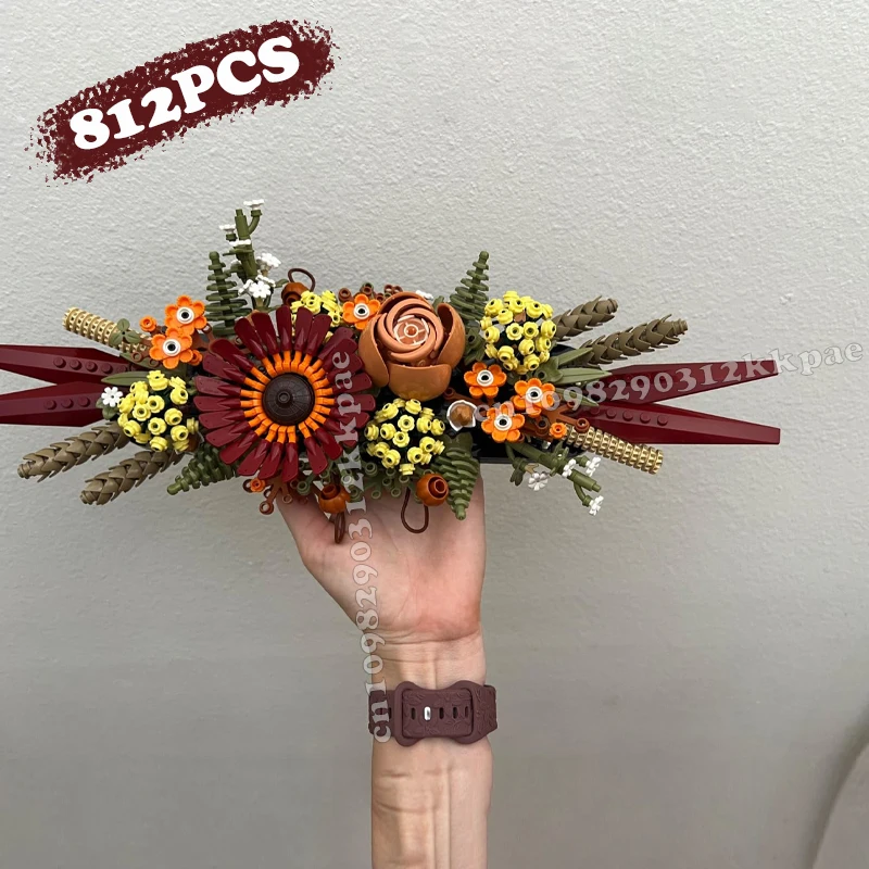 

Moc Flower Bricks Artificial Dried Flowers Home Decor Rose and Gerbera Building Blocks Collection Crafts Set Birthday Gift Toys