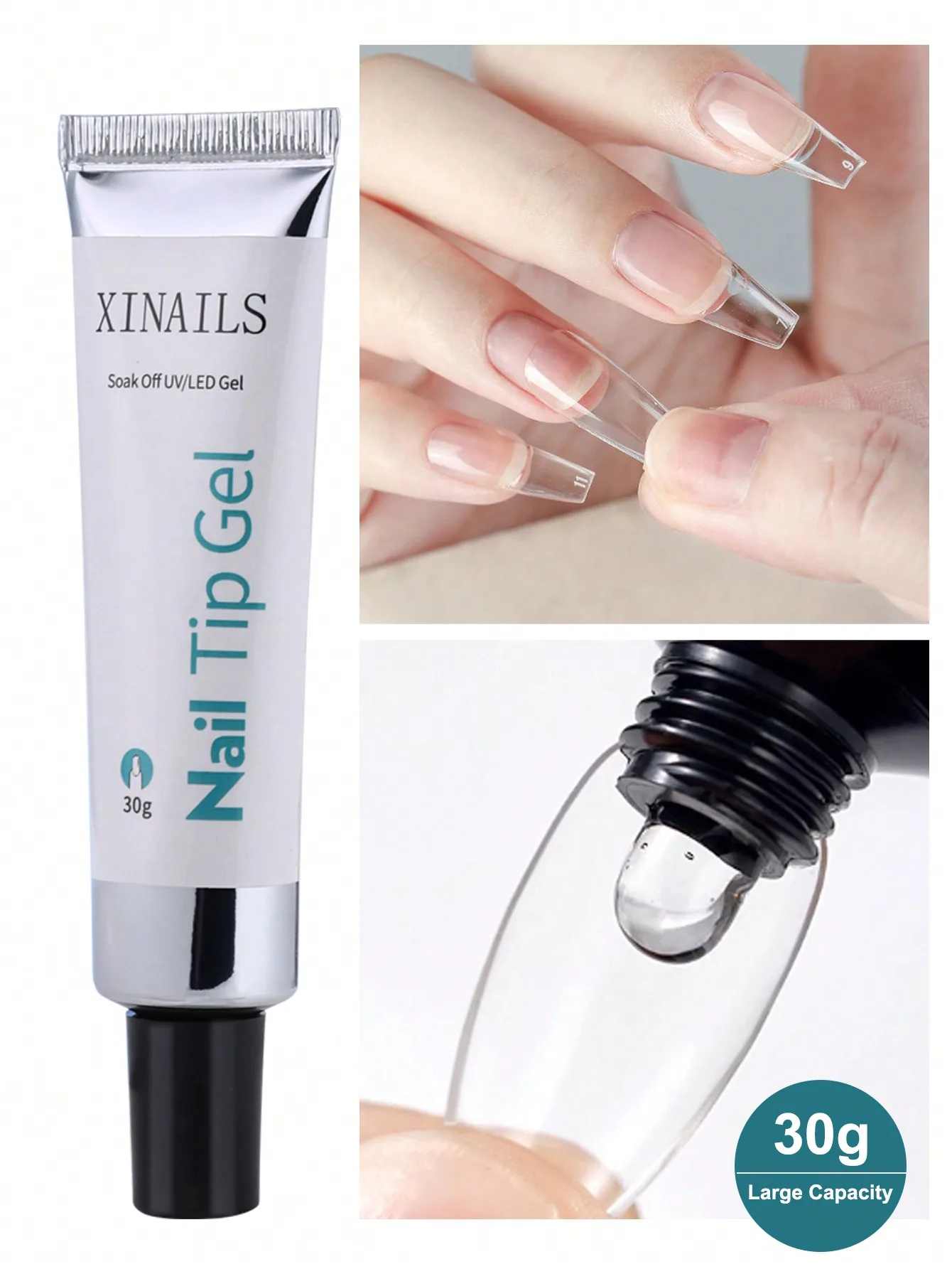30g Weiches Nagelgel, transparentes Patch-Gel für künstliche Nagelverlängerungen, stark haftender Kleber in der Tube, UV-härtend, ablösbar, Maniküre-Werkzeug