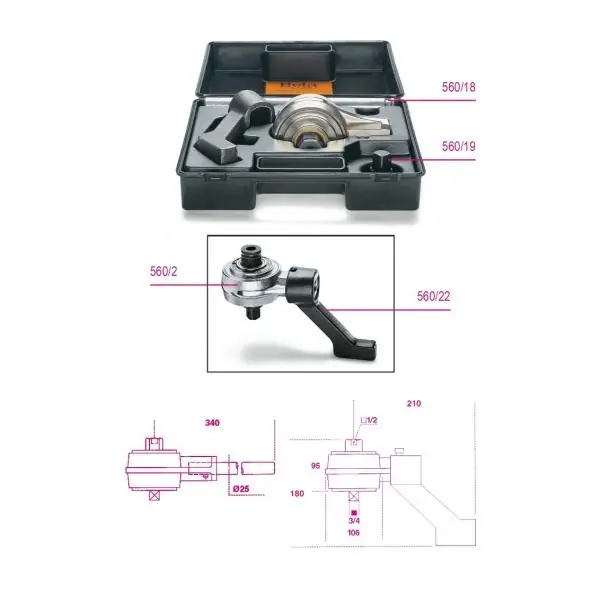 BETA 5:1 Torque Multiplier Vehicle Tools for Right-Hand and Left-Hand Tightening with Accessories in Plastic Case-NEW