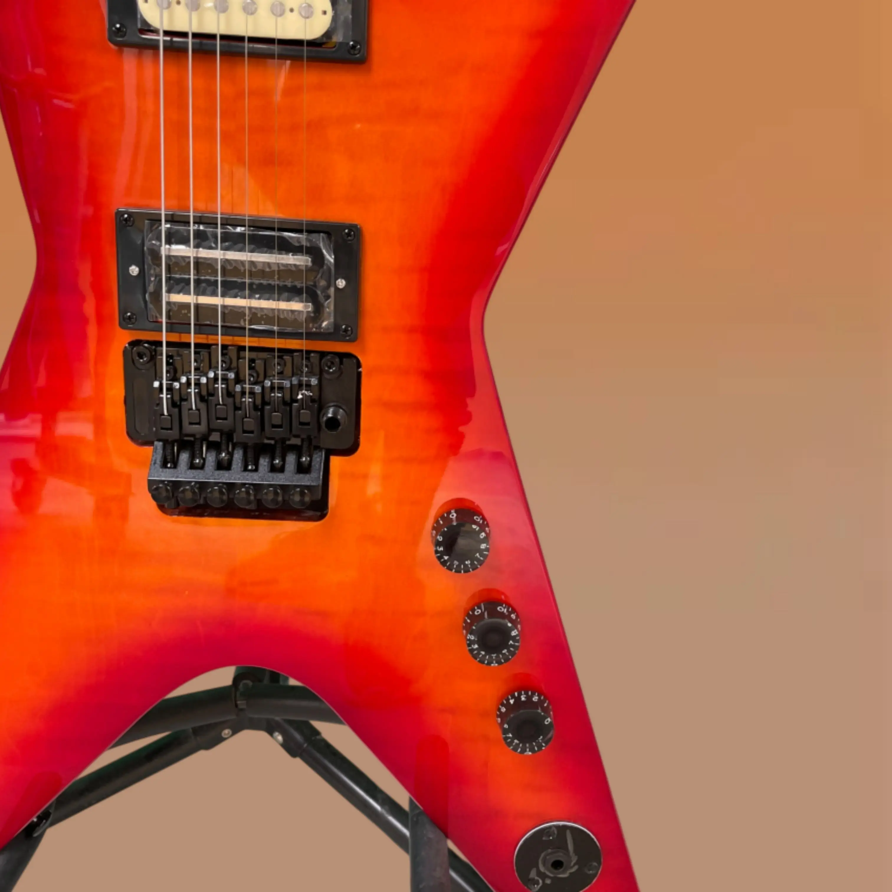 CS 6 String Electric Guitar,Flame Grain Texture,HH Pickups,Bright Eye-Catching Appearance Guitars, for Rock Heavy Metal Guitarra