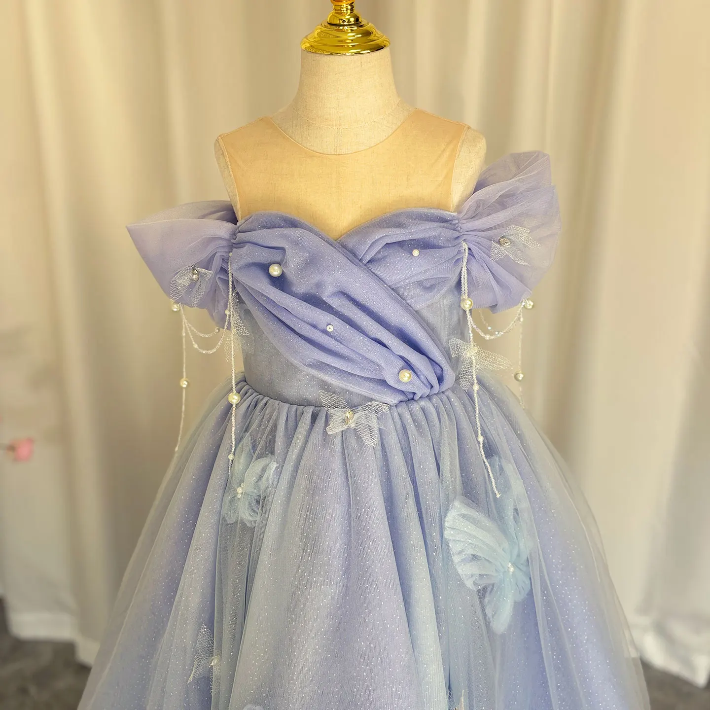 Jill wish-vestido de luxo lilás com contas para meninas, vestido de princesa árabe com boné, arcos artesanais, casamento e aniversário vestido de festa, j107