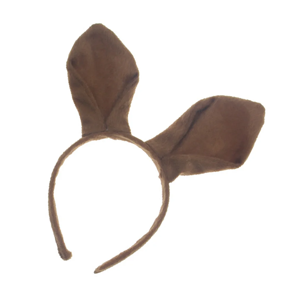 4pcs Plush Kangaroo Ear Headbands Cosplay Costume Headbands Halloween Party Supplies (Brown) Plush Headband