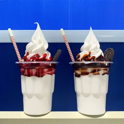 Jam Simulation 1:1 Size 250ml Sundae Model Dining Car Props Decoration Fake Food Pocky DIY Original ice Cream Plastic Cup Suga