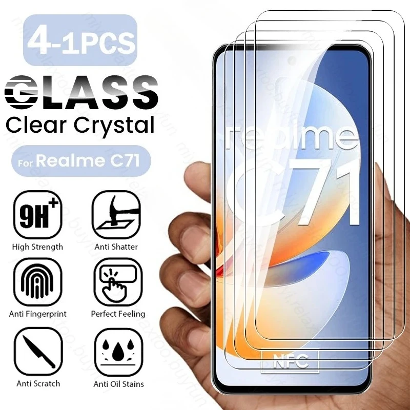 

4-1Pcs 9H Tempered Glass for Realme C71 4G Case Protective Glass on RealmeC71 Realmi C71 C 71 71C 4G Full Screen Protector Cover