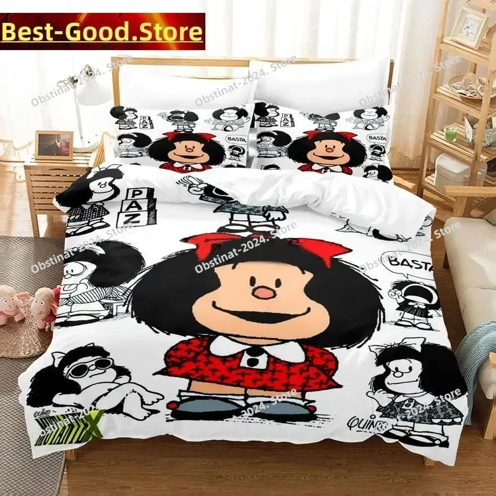 3D Print Fashion Mafalda Bedding Set Printed Bed Set With Pillowcase Bed Duvet Cover Soft Single Double Queen Super King Size