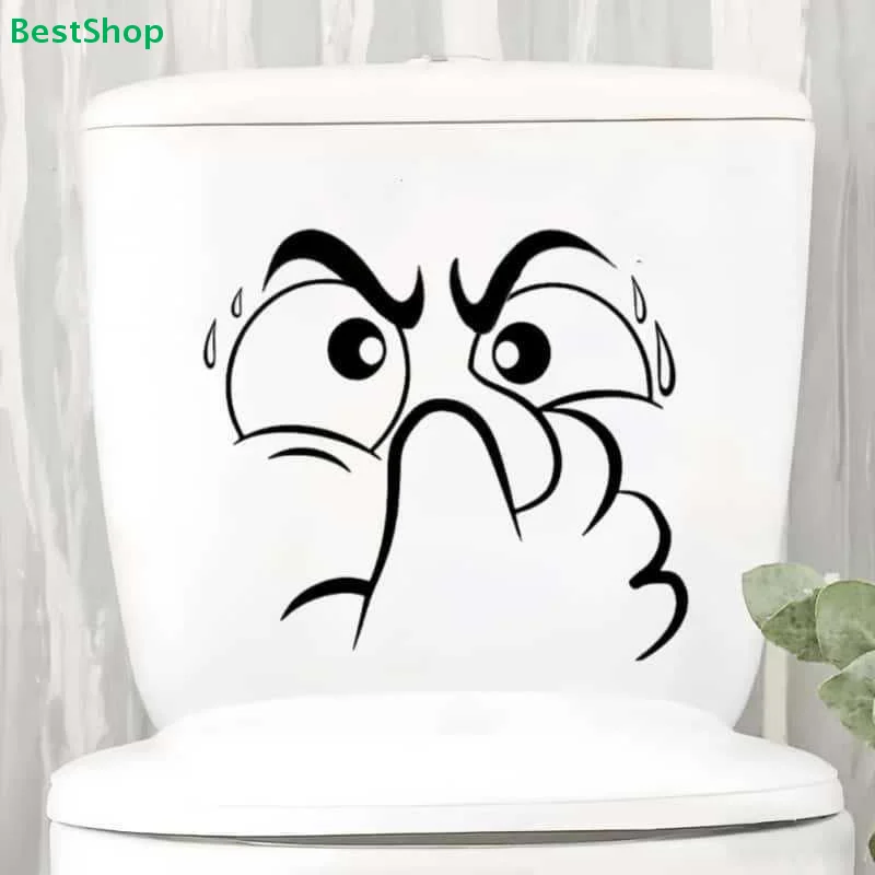 〔EVA〕Funny Angry Face Toilet Seat Sticker - Humorous Bathroom Wall Decal, Removable Vinyl Decor for Home
