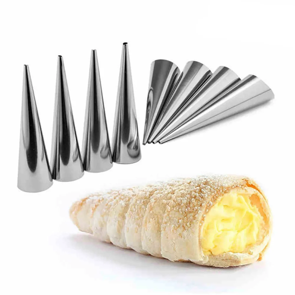 1pcs Kitchen Stainless Steel Baking Cones Horn Pastry Roll Cake Mold Spiral Baked Croissants Tubes Cookie Dessert Tool ZXH