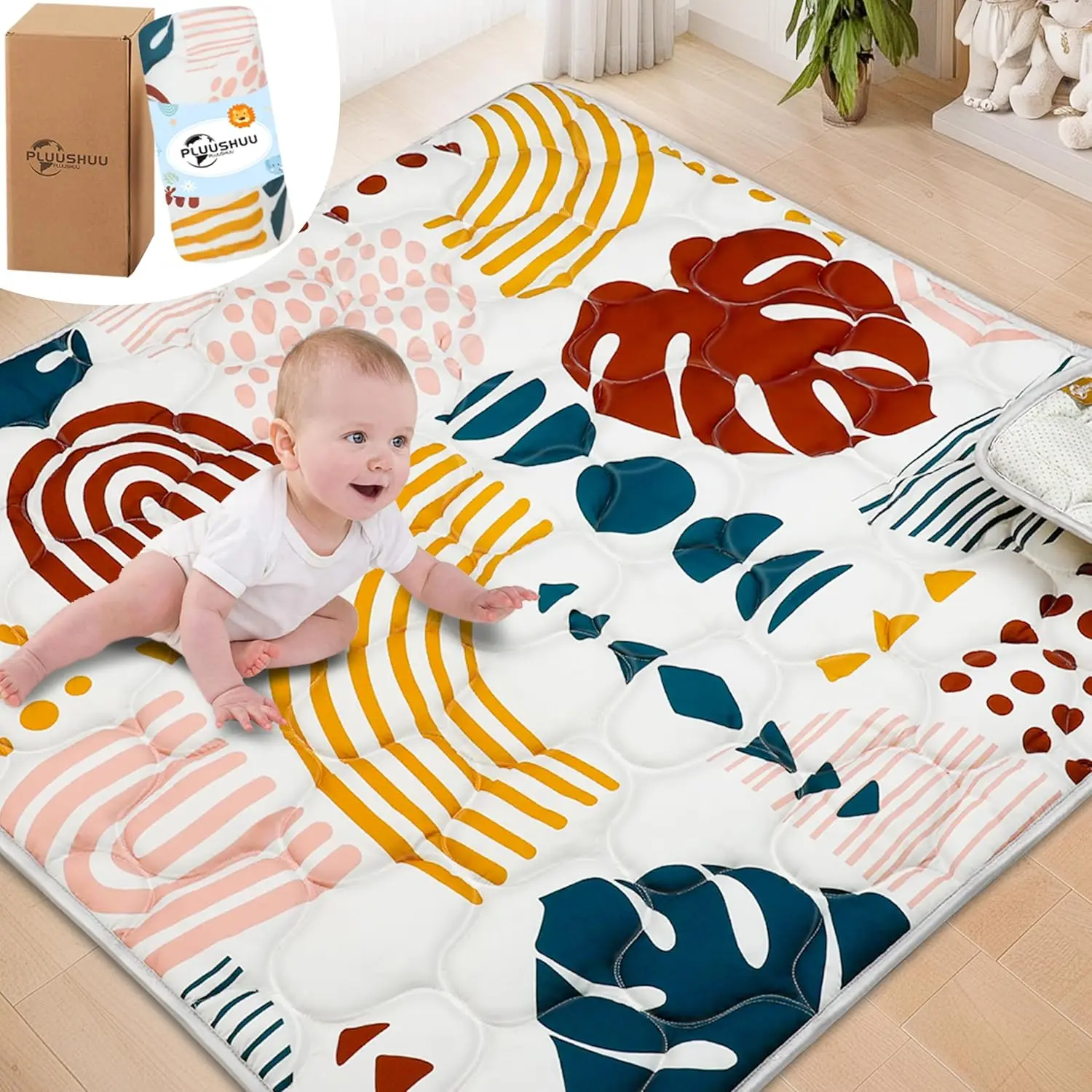 

50x50 Inches Baby Play Mats for Floor, Playpen Mat for Babies, Thicker & Soft Floor Crawling Mat, Non-Slip Playmat Cushioned