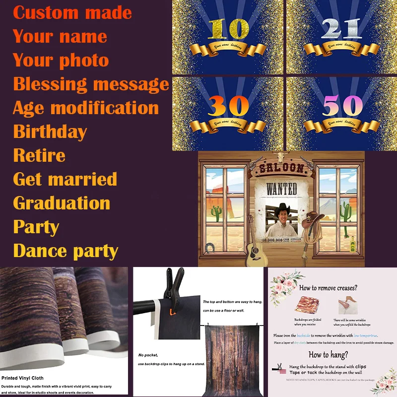 Happy 100th Birthday Background Custom Backdrop Golden Photo Man Photography Backdrops Young Decoration Boy Party Sweet Prince