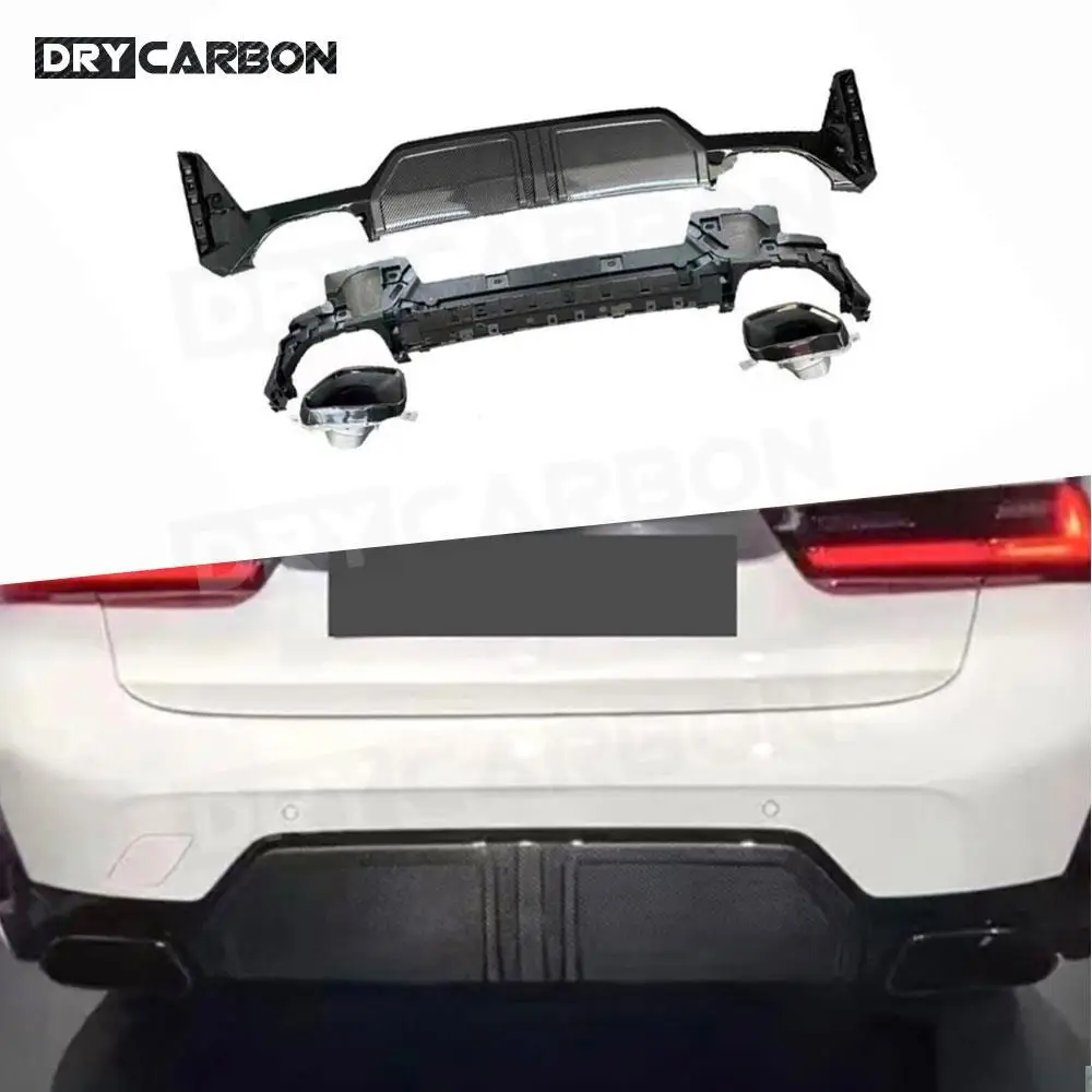 

M Style Rear Bumper Diffuser Spoiler Exhaust Tips Body Kits Accessories for BMW 3 Series G20 G28 LCI 340 2023+