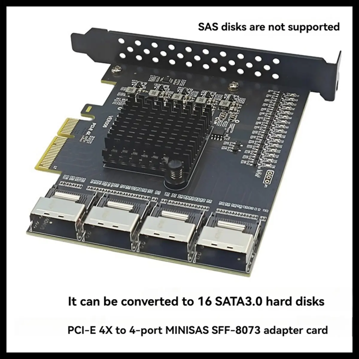 #00L Adapter Card,PCIe to 4Port Mini SAS SFF-8087 Controller SATA 3.0 6Gbps SSD Adapter (Black)