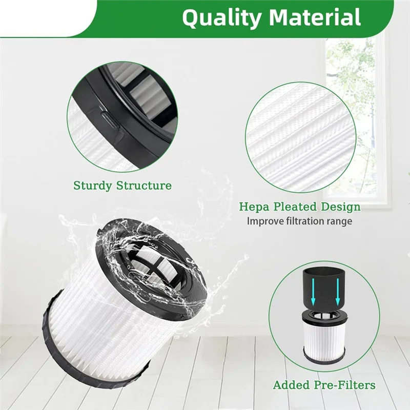 BAAN-3 Pack DCV5801H فلتر HEPA متوافق مع DCV580H، DCV581H 20V MAX مكنسة رطبة/جافة، مع مرشحات الأكمام الرغوية