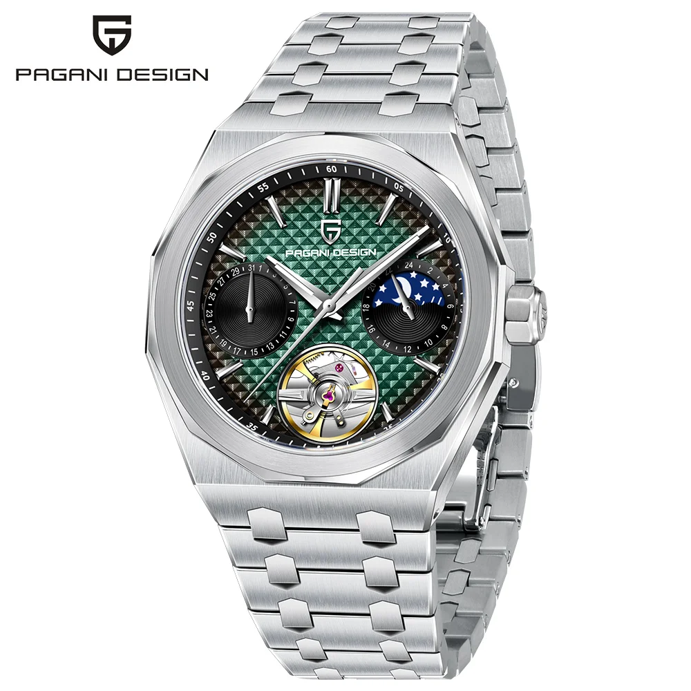 PAGANI DESIGN Men's Automatic Mechanical Watch Sapphire AR AF Glass 100M Driving Waterproof Stainless Steel Wristwatch PDYS036