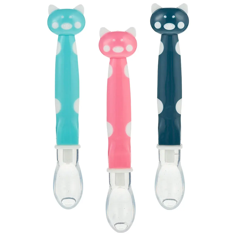 

3pcs Silicone Baby Spoons Premium Training Spoons For Infant Feeding Ergonomic Design Toddler Feeding Supplies Fruit Puree Spoon