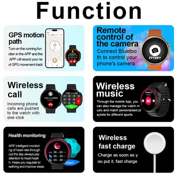 LAXASFIT गोल स्मार्टवॉच अल्ट्रा 9 ब्लूटूथ फ़ोन स्मार्टवॉच वायरलेस चार्जर स्पोर्ट्स स्मार्ट ब्रेसलेट पुरुष महिला Z78ultra 10 best sales अल्ट्रा 9 - №5