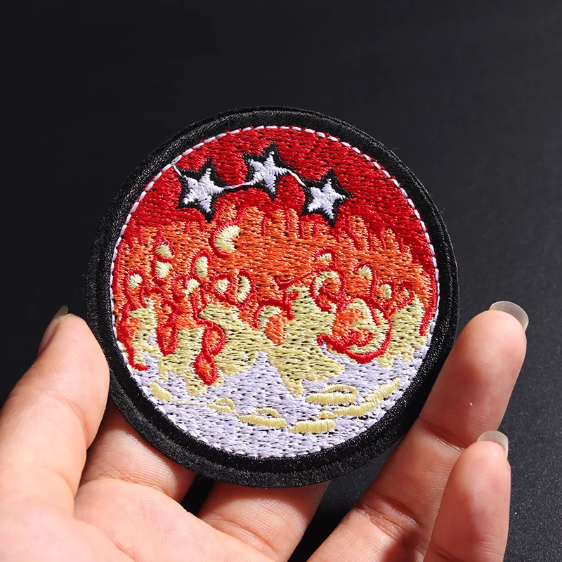 

Flame Patches Size:7.1x7.1cm Iron On Cloth Embroidered Applique Sewing Clothes Apparel Accessories Red