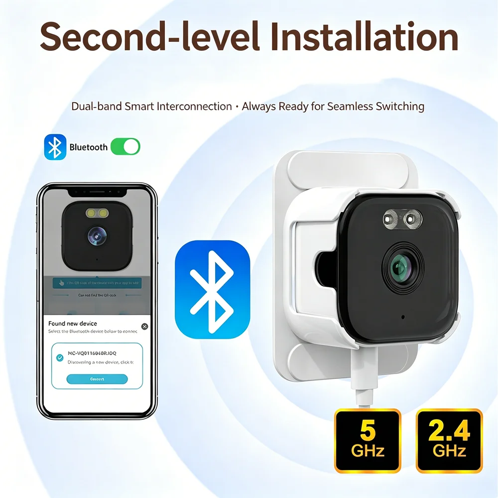 2K/4K WiFi Camera for Window, Phone Remote HD Black Light Full Color Night Vision, Dual Band 2-Way Audio, Home Security Use