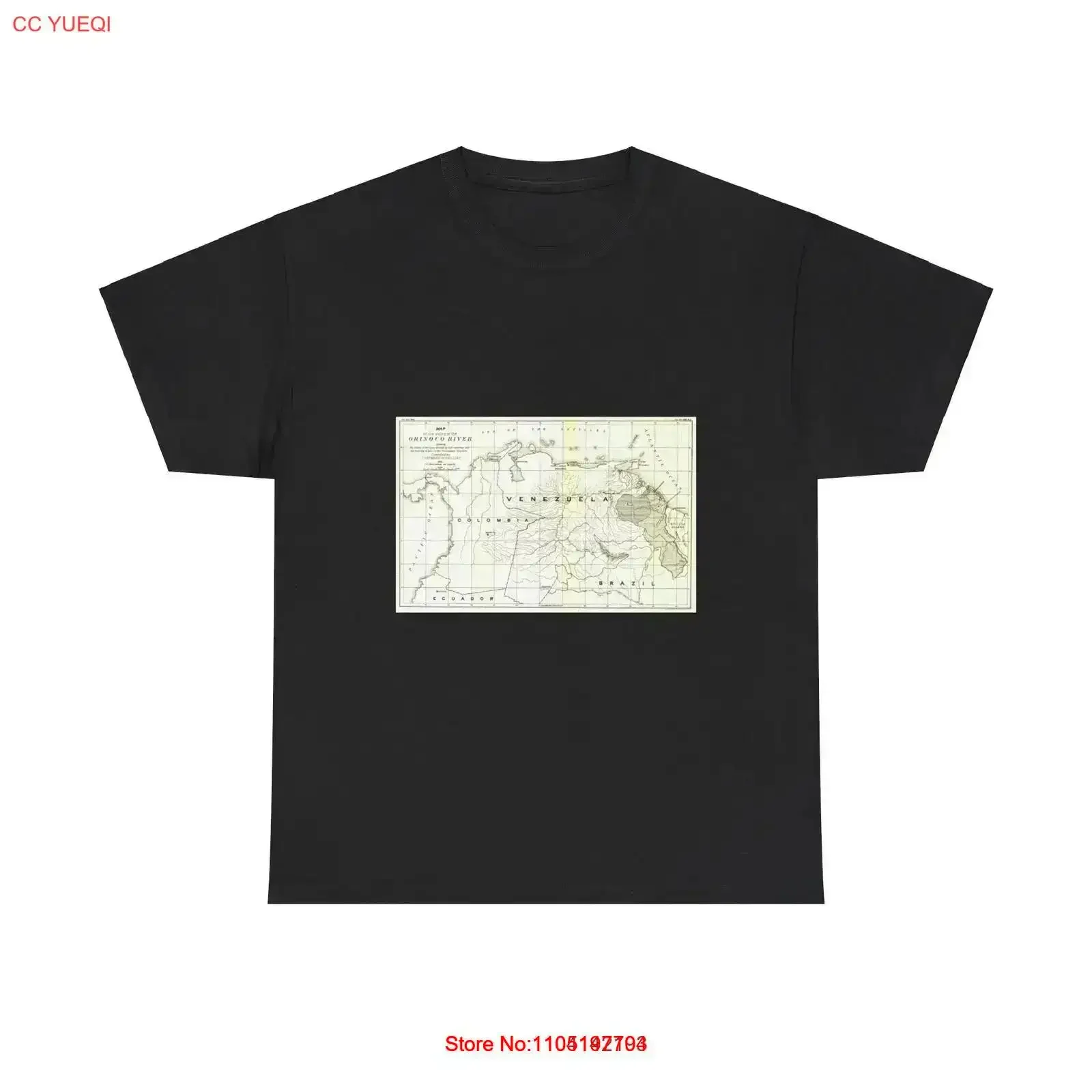 

Футболка с картой Южной Америки Orinoco River 1896, винтажная стираная повседневная футболка с рисунком, универсальная модная дышащая удобная винтажная футболка
