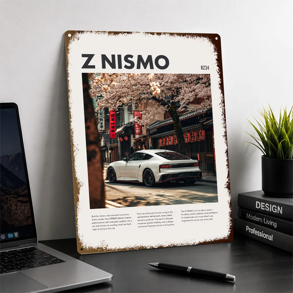 Japan Z Nismo White Sports Car Aluminum Poster Personalized Metal Sign Road Performance Legacy Wall Art Made For Garage Owners