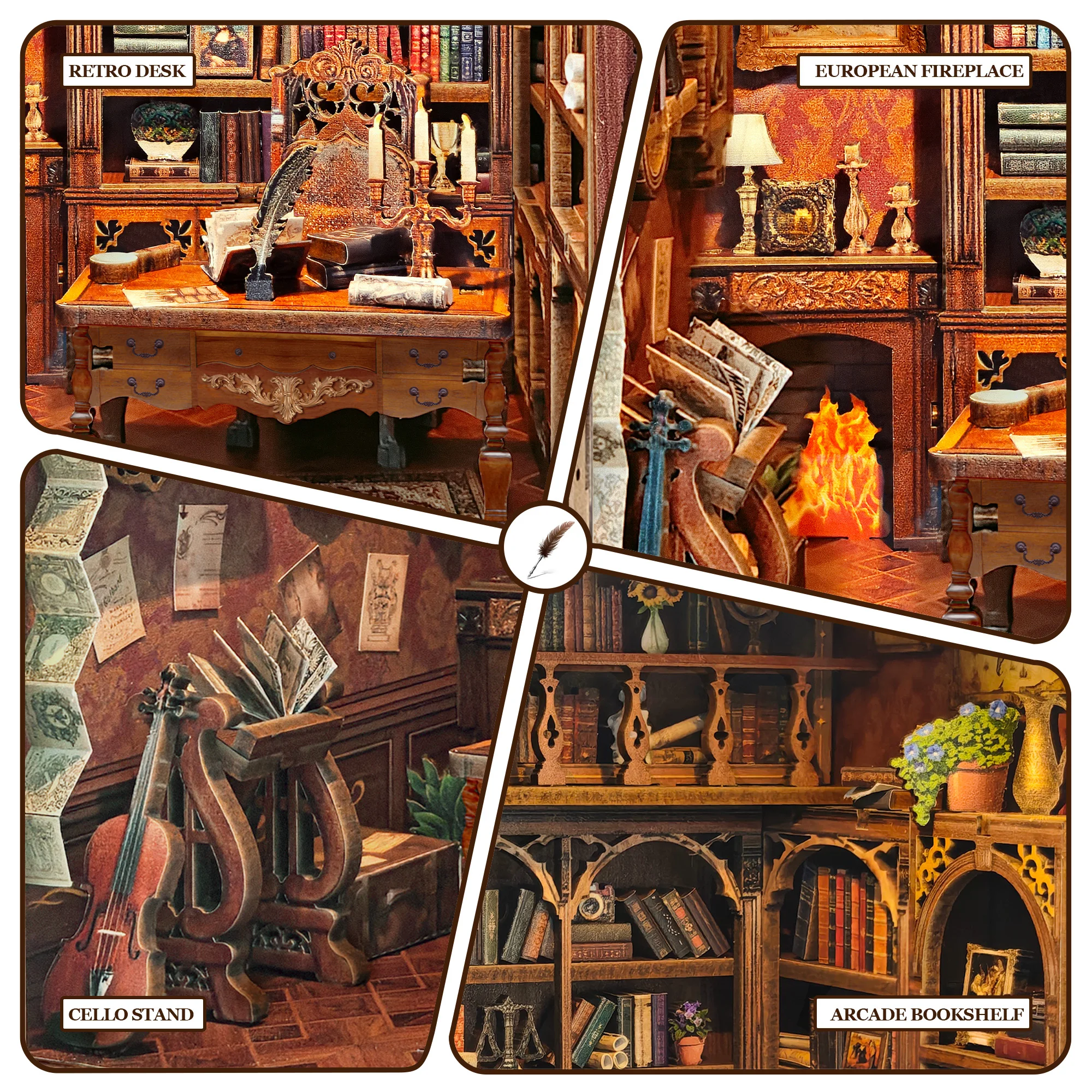 Diy livro nook prateleira inserir tempo livro casa estante de madeira modelo em miniatura kit com luzes estante para amigos presentes aniversário
