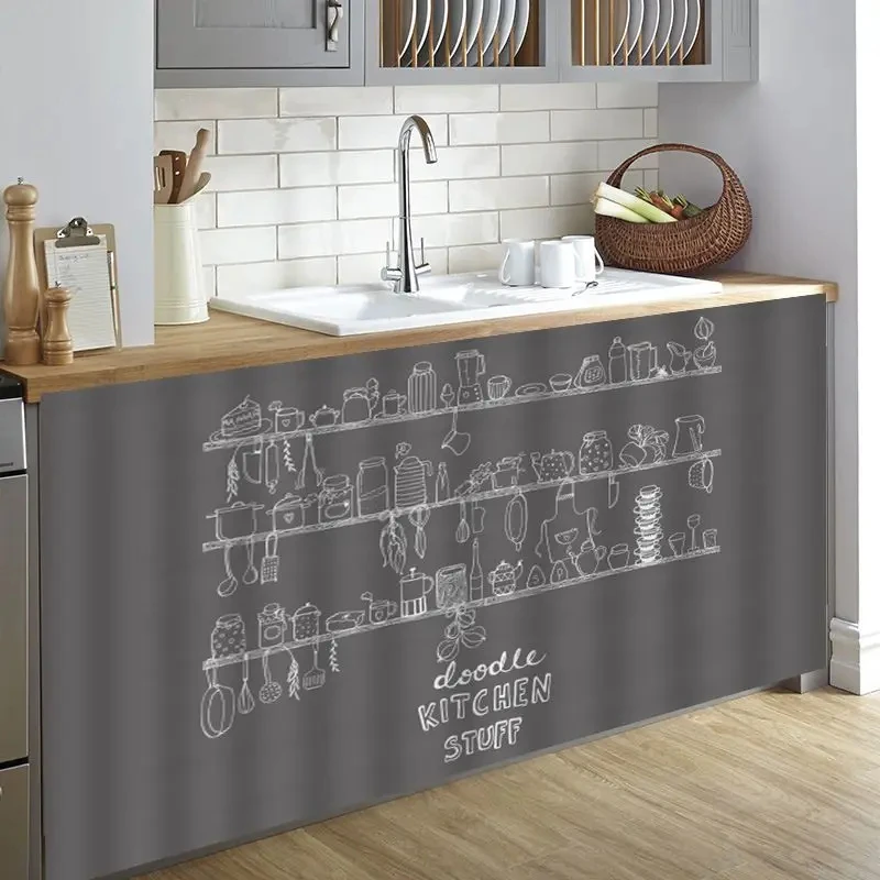 VIKAMA Hanging Kitchen Utensils Linen Cabinet Curtain, 6 Designs, Dust-Proof Track-Free Door Cover