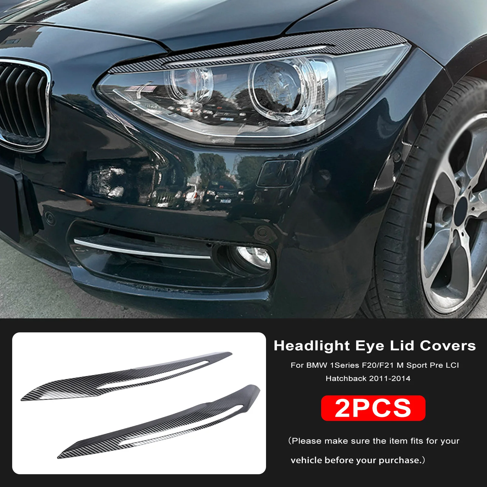 

2 шт. черные накладки на фары автомобиля для BMW 1 серии F20 F21 Pre 2011-2014 LCI, накладки на крышку фар, автомобильные аксессуары