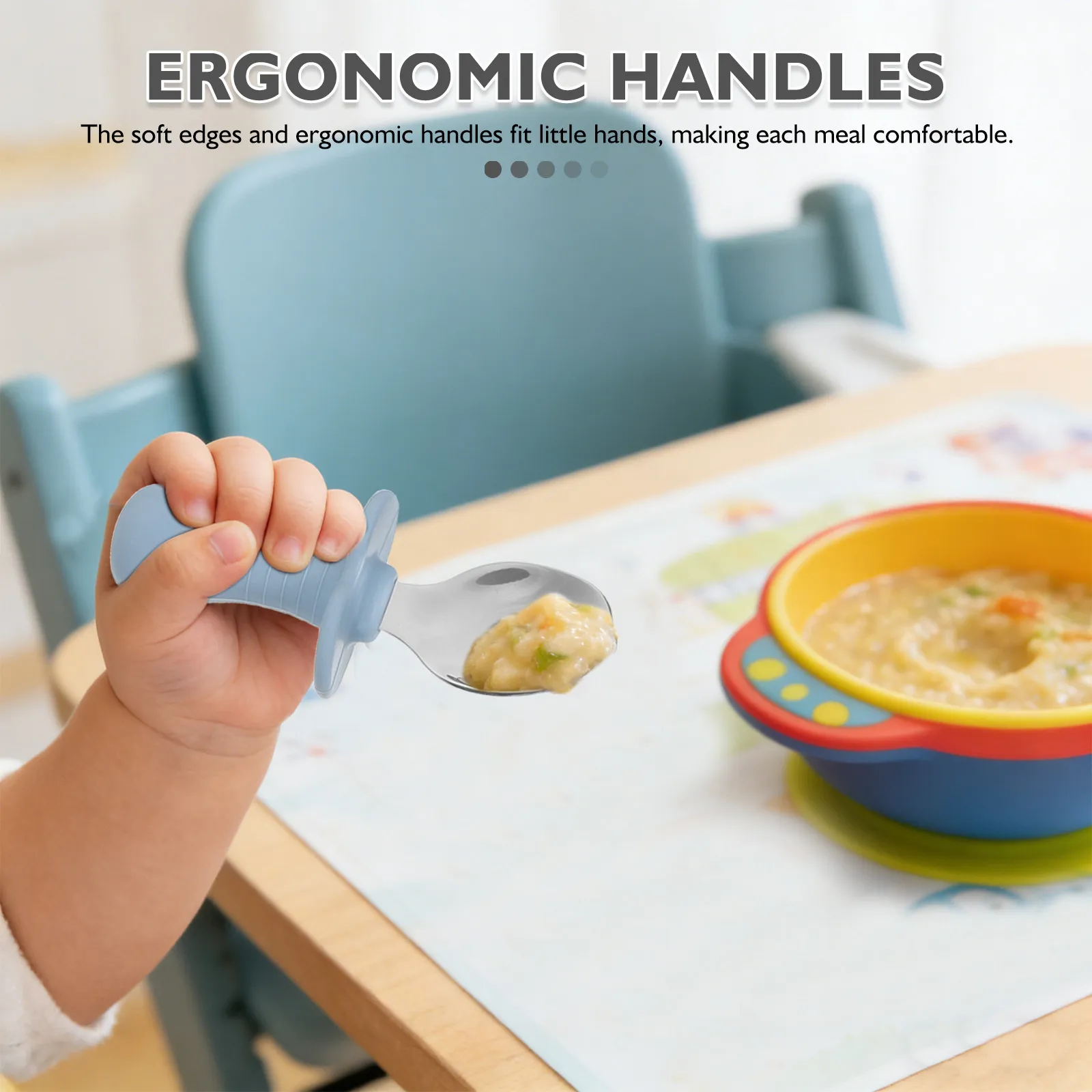 

4Pcs Baby Silicone Utensils Set Soft Feeding Spoon and Fork for Toddlers Feeding Training Ergonomic Handle