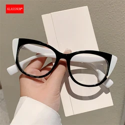 KLASSNUM Women Cat Eye Glasses Frame Anti-blue Light Glasses Transparent Outdoor UV400 Shades Vintage Computer Flat Eyewear 2025