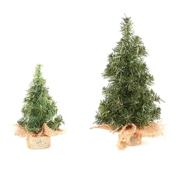 Mini Christmas Tree with Burlap Base Desktop Xmas Trees 20/30CM Cute Mini Christmas Tree 2023 New Year Decoration Ornaments