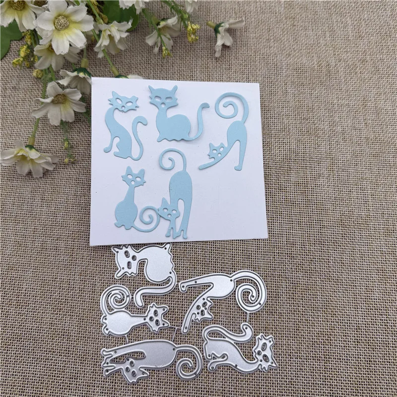Moldes de Corte de Metal para Decoração de Animais (Gato), Scrapbook, Artesanato em Papel, Faca, Lâmina, Punção e Stencils
