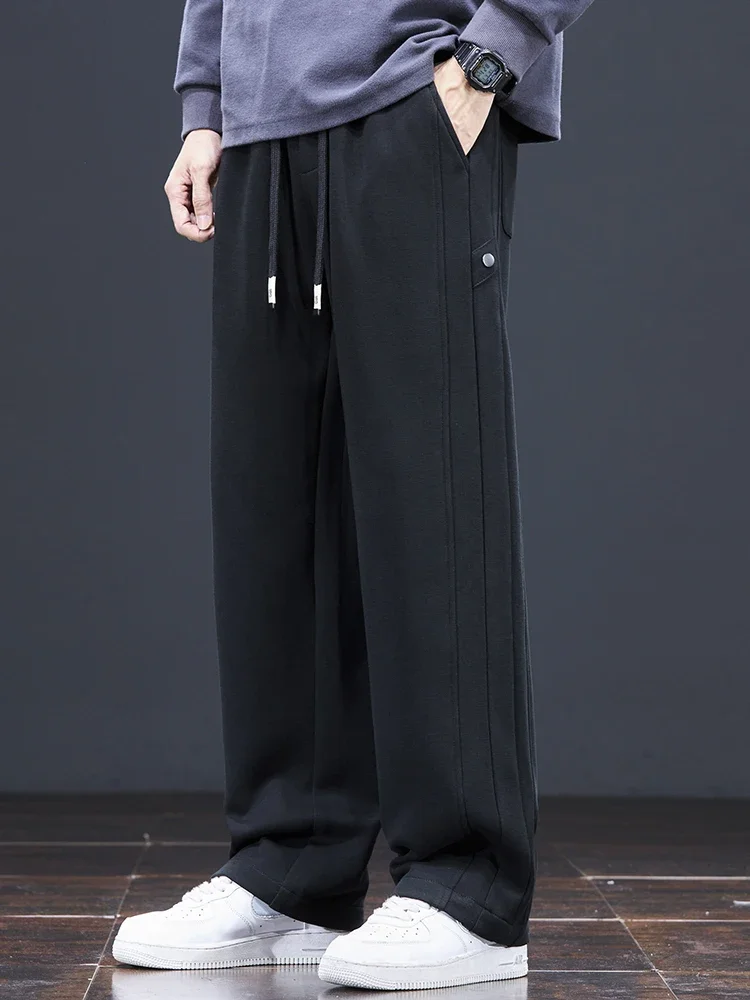 

Pop Autumn New Fashion Straight Pants Men's Casual Elastic Waist Drawstring Basketball Trousers Male High Street Fashion Trouser