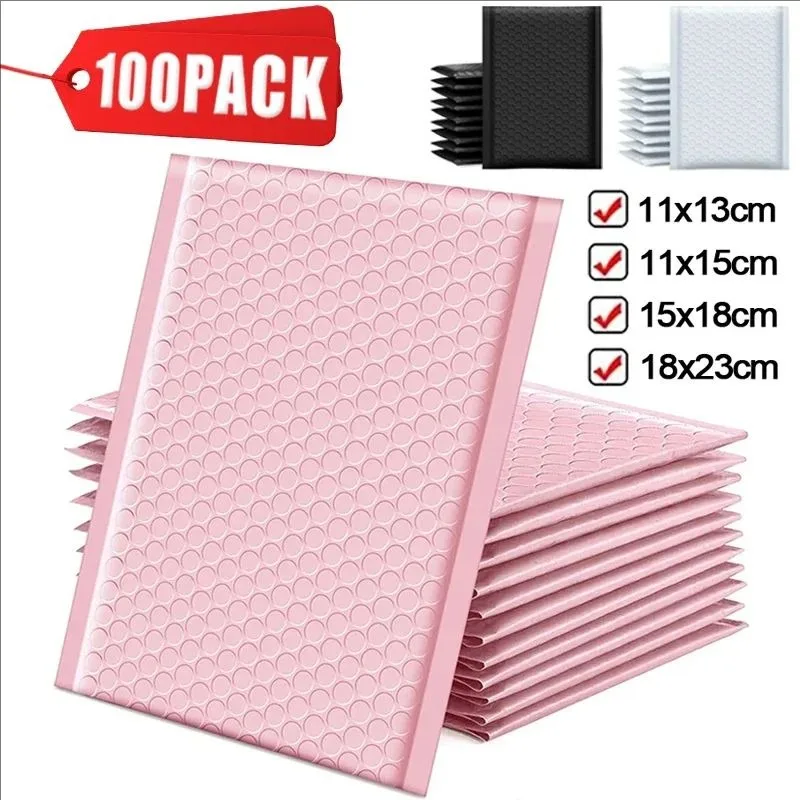 Imagem -02 - Embalagem de Bolha Envelopes Mailing Poli Envelope Branco para Envio Self Bubble Bolsa Preto Rosa Atacado 10010 Pcs