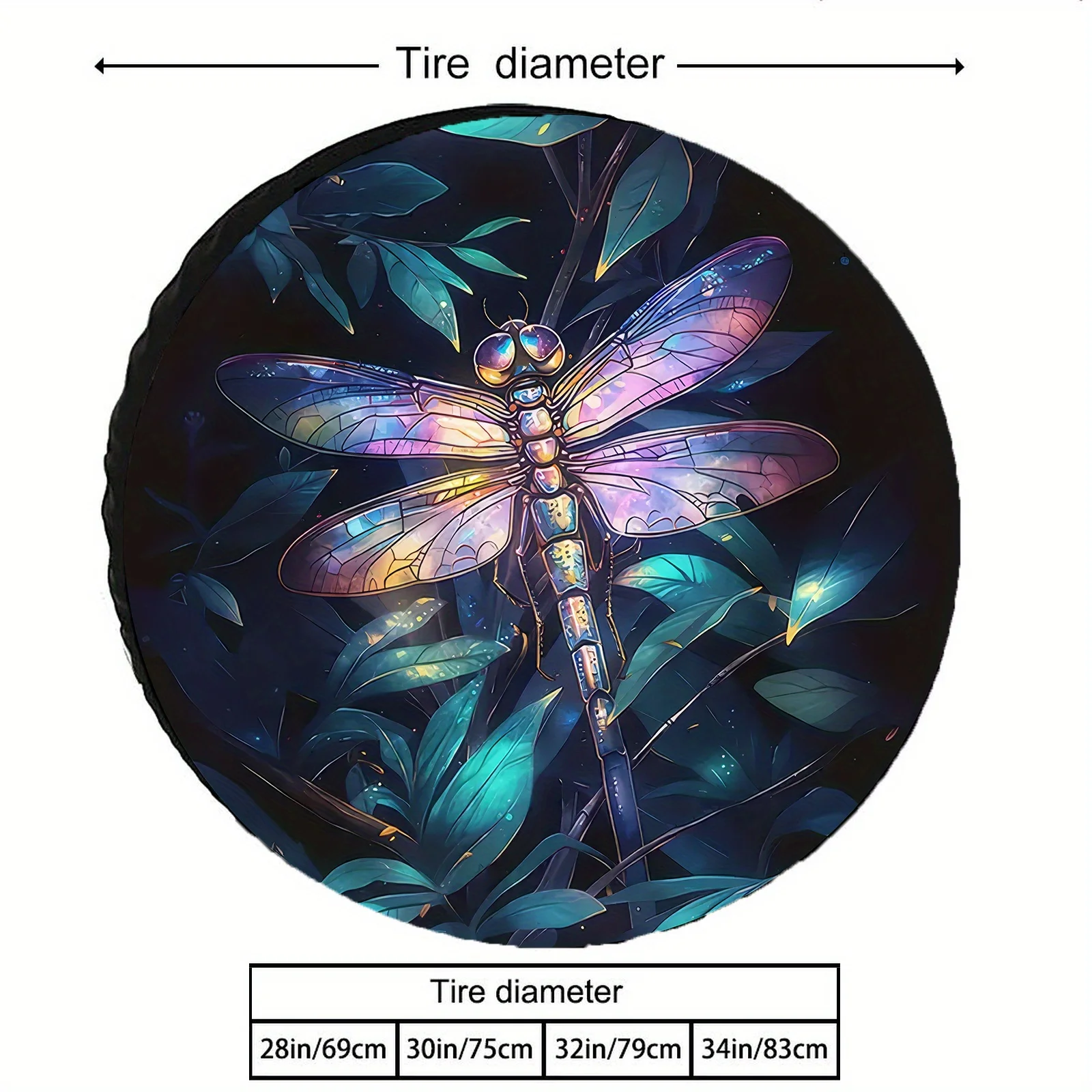 Vibrant Iridescent Dragonfly Spare Tire Cover - Durable Polyester, UV Protection, Wind & Dust Resistant, Anti-Aging, Fits SUVs,