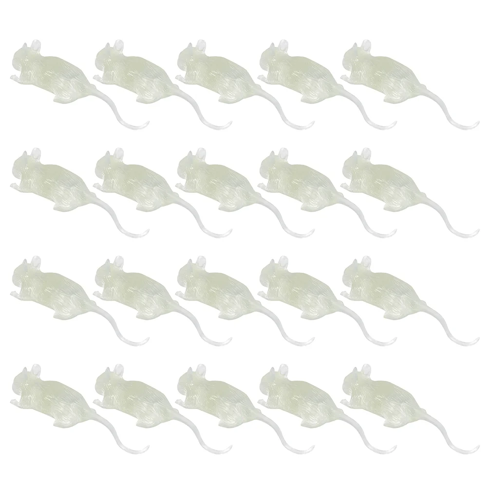 Fake Mice Mouse Toys Halloween Props Luminous Scary for Kids White Plastic Child