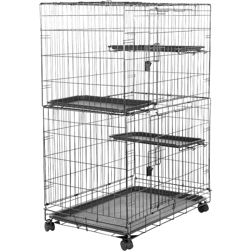

Large 3-Tier Cat Durable,Pliable Cage Playpen Box Crate Kennel - 35.8"L x 22.4"W x 50.6"H, Black