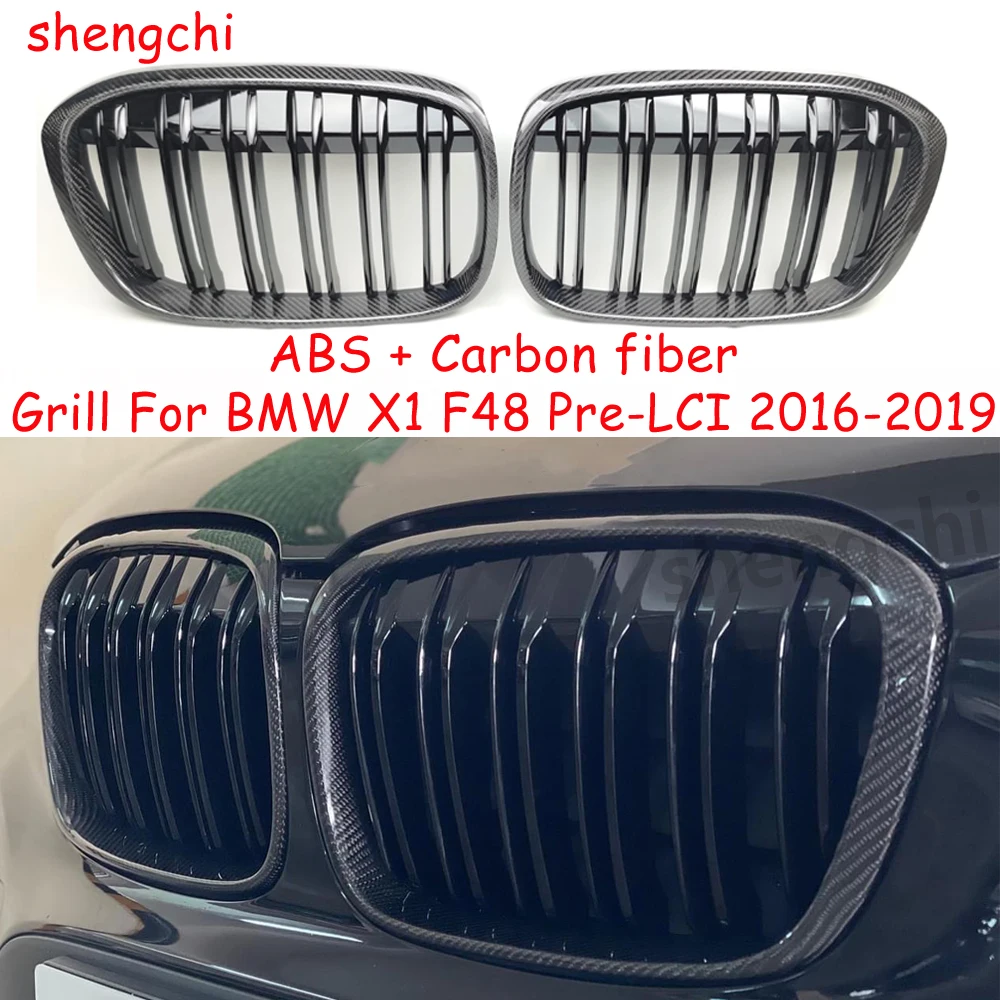 X1 F48 Pre-LCI Real Carbon Fiber Front Bumper Grille For BMW X1 F48 Carbon Replacement Racing Grill Car Accessories 2016-2019