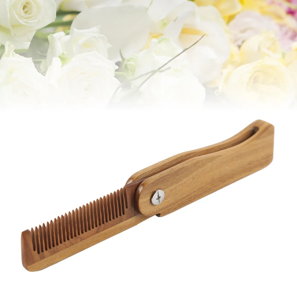 Folded Green Sandalwood Comb Wooden Hair Comb Natural Smooth Close Teeth Massage Blood Circulation Detangling