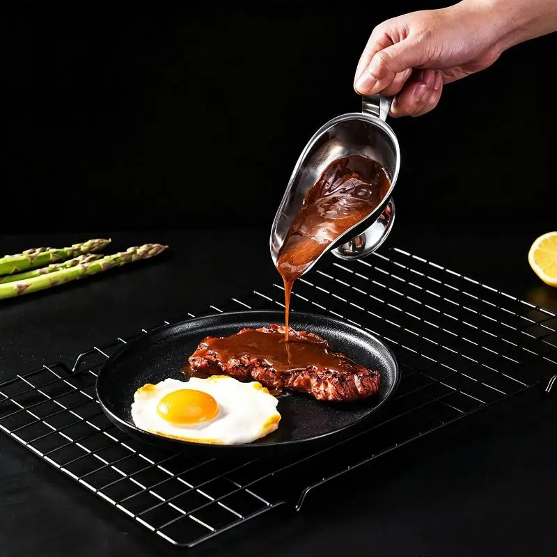 1Pcs Thickened Stainless Steel Spice Gravy Salt Ketchup Container Sauce Boat Seasoning Cup Sauce Plate