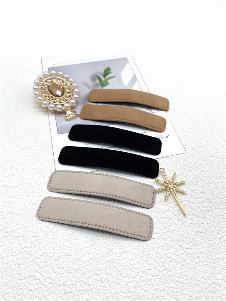 2Pcs Fashion Velvet Hair Clips For Women Korean Style Small Hair Pins Cute Solid Diy Hair Accessories Vintage Party Decorations