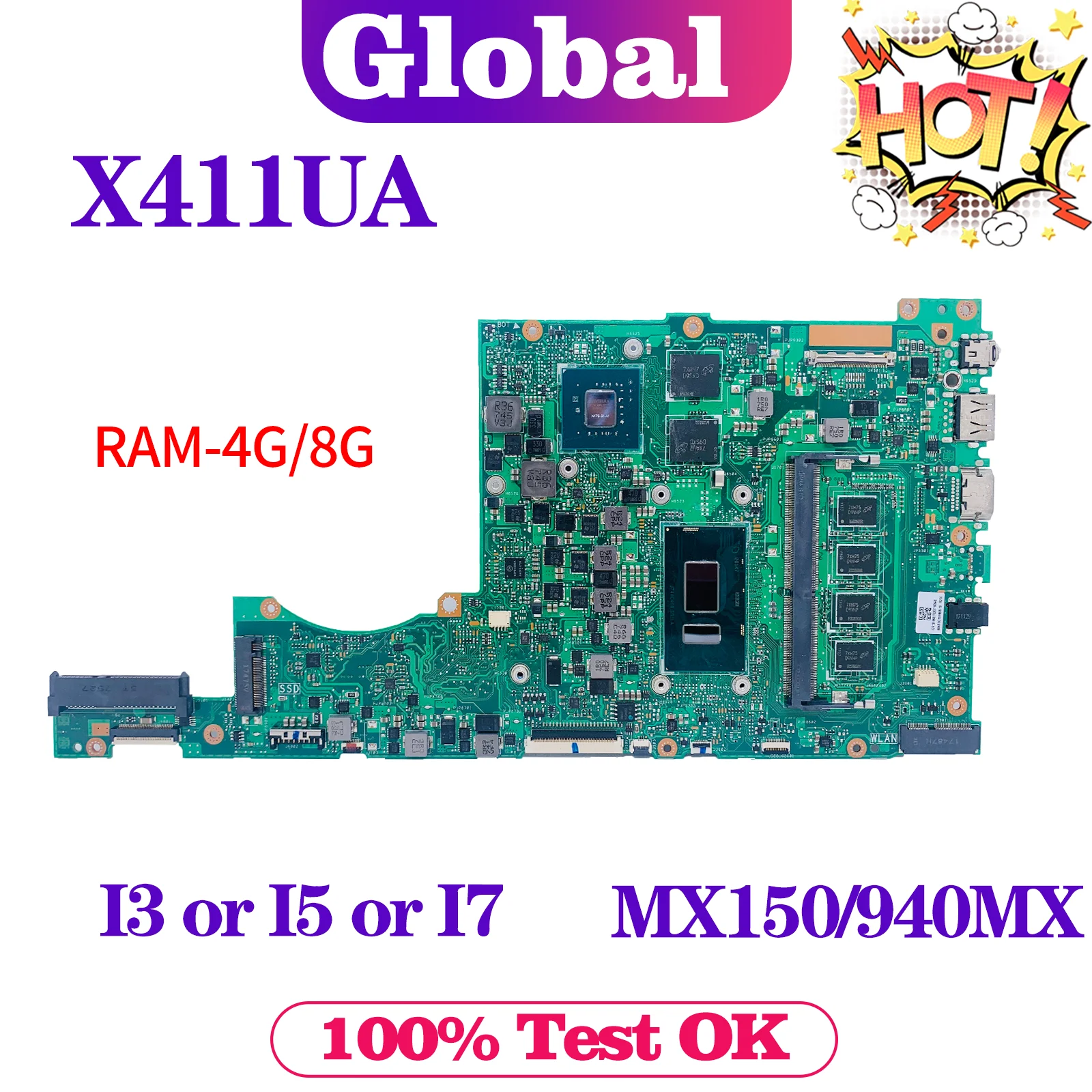 KEFU S4100V Mainboard S4000V X411UQ S4200V X411UF K411U A411U X411UN X411UV F411U X411U X411UNV Laptop Motherboard I3 I5 I7