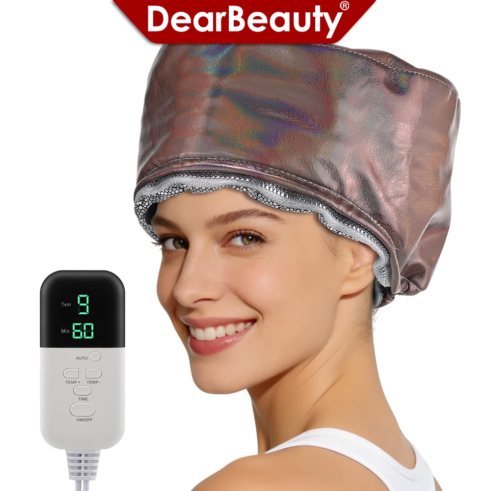 9 Temp 5 Timer PU Leather Hair Steamer Cap Waterproof Thermal Heat Cap for Home Hair Care Styling Tools Hair Care Spa Hat