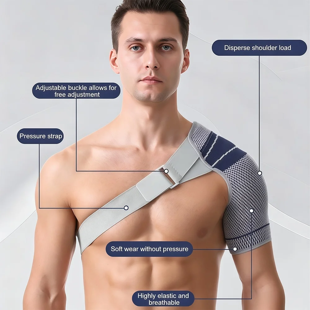 1Pcs Shoulder Stability Brace Compression Sleeve for Rotator Cuff Support, Fits Left and Right Arm for Men Women Sports, Fitness