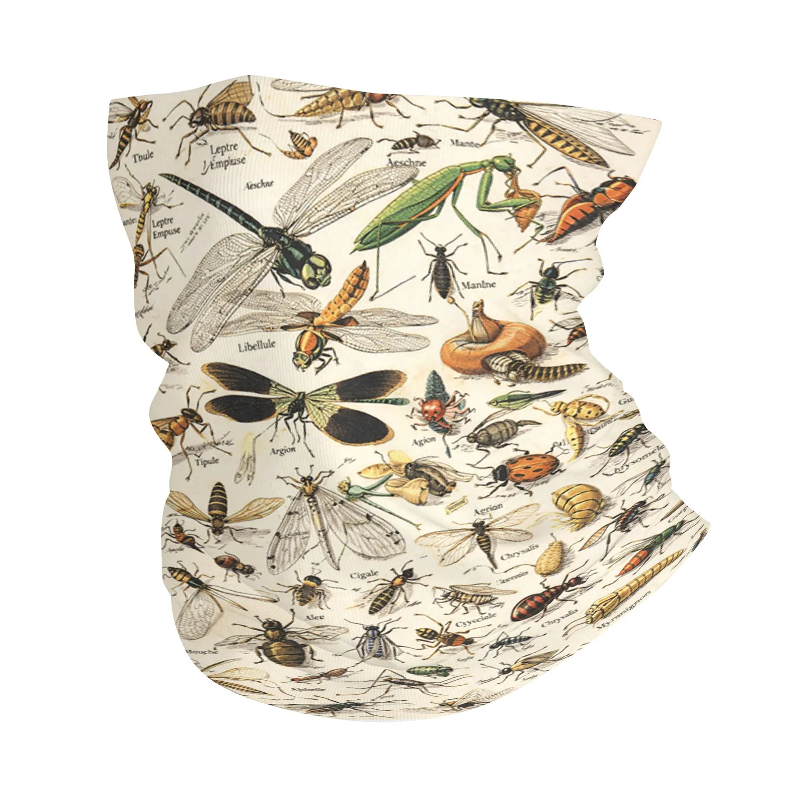 

1pc Unisex Printed Scarf | Insect Diversity, Dragonfly, Bee, Ladybug All Season Bandana | Fashion Scarf Multifunctional Headwear