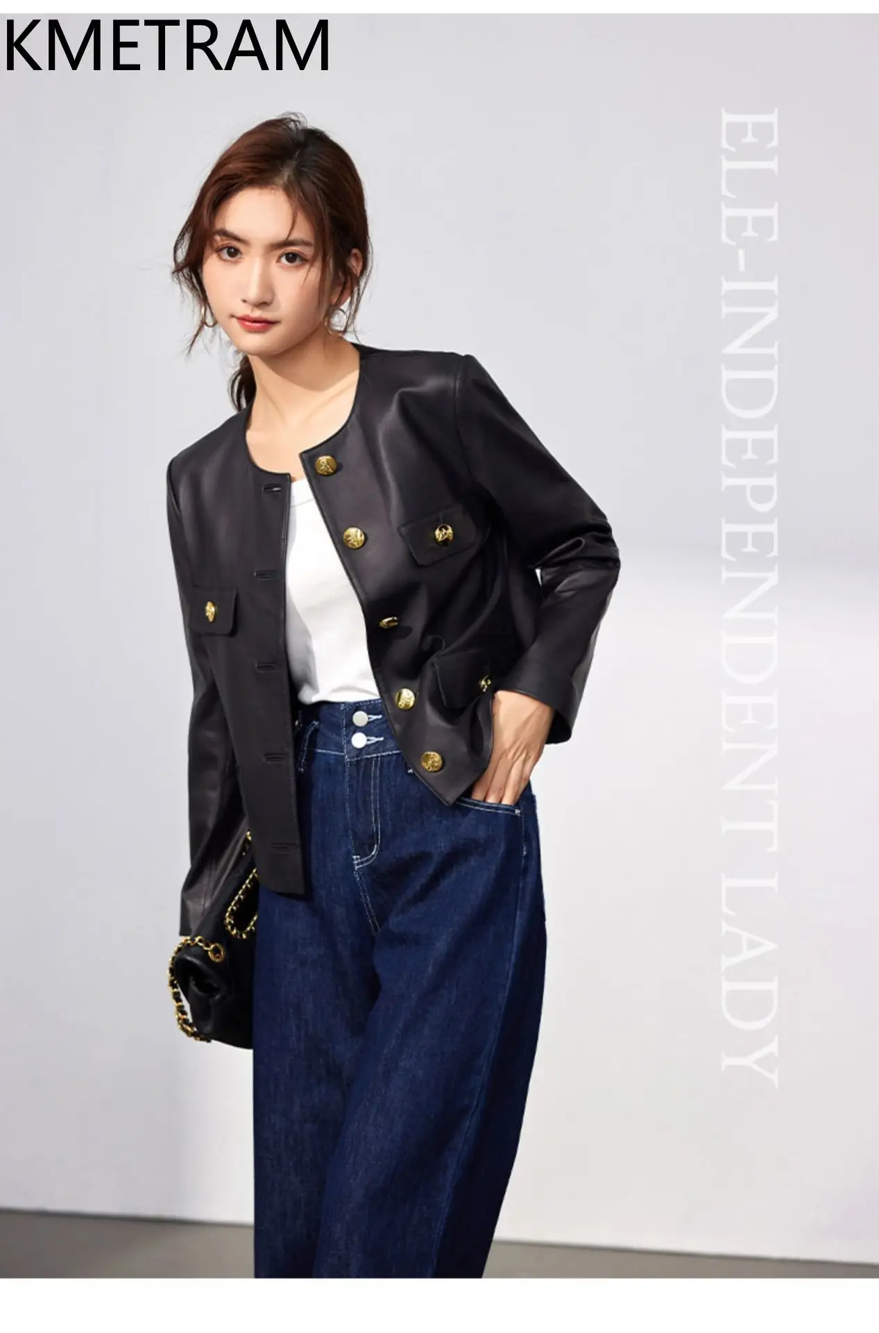 100% Natural Sheepskin Jacket Woman Short Round Neck Genuine Leather Jackets Women New in Outerwears Fall Clothes 2025 дубленка