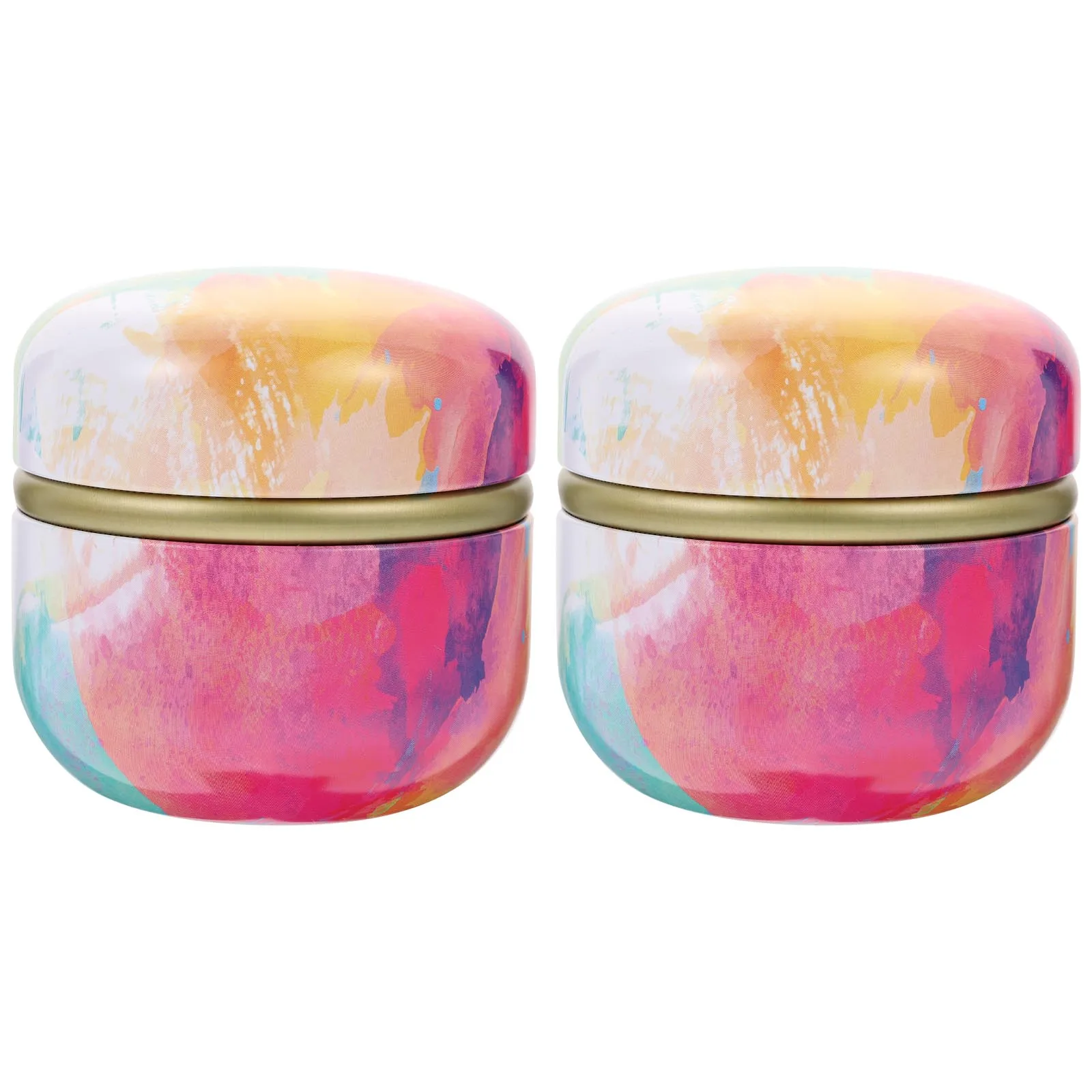 

2pcs Tea Containers Round Tinplate Cans Mini Portable Sealed Tea Leaf Boxes Candy Storage Cans For Gift