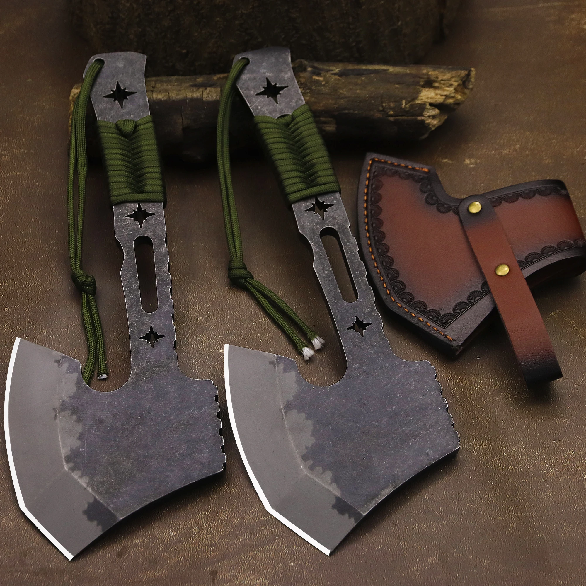 BA-KOR German DC53 Steel integrated multi-purpose axe & sheath, outdoor EDC tool axe, jungle survival axe