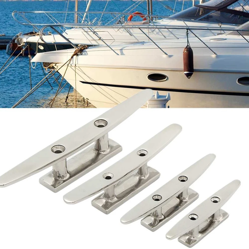 

AD 4" 5" 6" 8" 316 Stainless Steel Polished Combo Mooring Cleat 2 Hole Hardware Boat Cleats For Marine Boat Deck Rope Tie Yacht