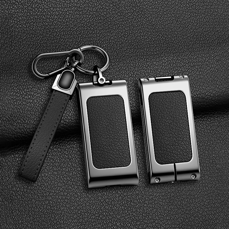 Zinc Alloy Leather Car Remote Key Case Fob Cover Protective Holder Shell For Audi E5 Sportback 2026 Auto Keychain Accessories 6