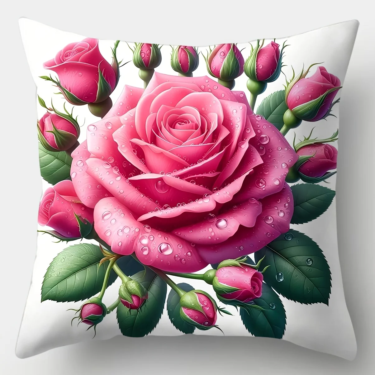 Elegant Watercolor Rose Pillow Covers, Pink Red Gradient Floral Art Throw Pillow Cases, Home Decor Cushion Covers for Couch Bed