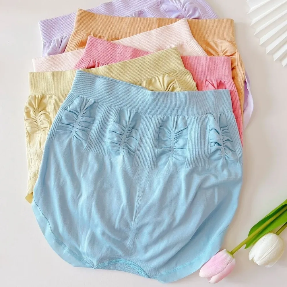 7-teiliges Set aus süßen Damen-Slips mit hoher Taille, Damen-Dessous, Unterwäsche, Rüschen-Slips, einfarbig, bequem, mit Schleife, Damenunterhosen. – Detail 10